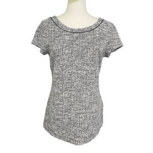 Banana Republic Black White Textured Metallic Knit Short Sleeve Top Medium